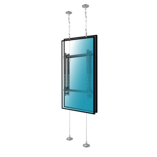 Kimex Soporte de Cable Suelo/Techo para 2 Pantallas de TV 42"-75" 6m VESA 400x600 Máx 30Kg