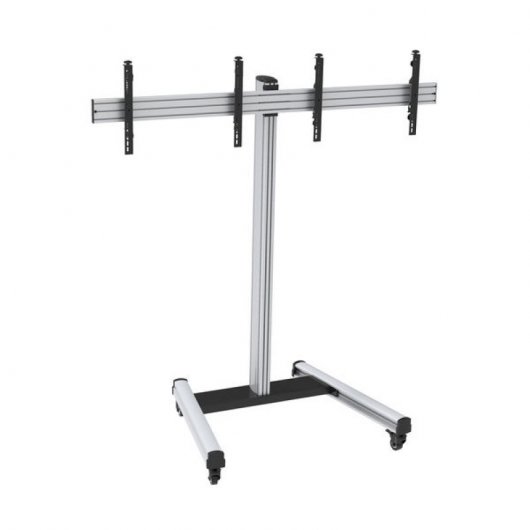 Kimex Support de sol avec roulettes pour 2 écrans TV 50"-55" Hauteur 175 cm VESA 600 x 400 Max 50 kg