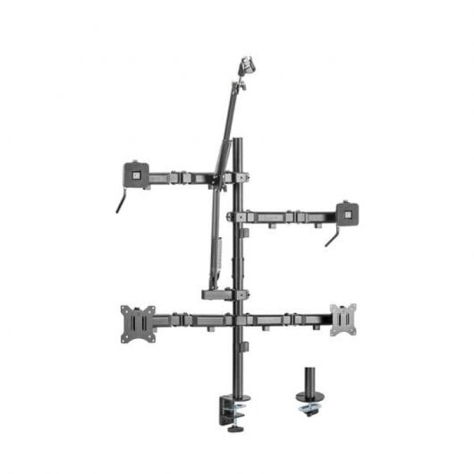 Kimex Streaming 2 Soporte de Mesa para Monitor Doble Brazo Luz Cámara y Micrófono de 17"-32"
