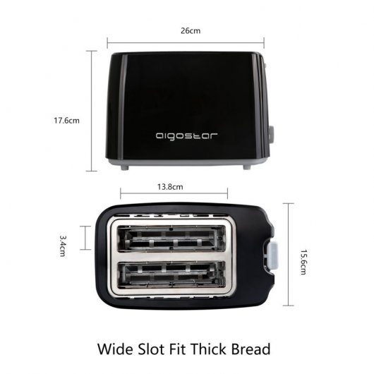 Aigostar Warrior Tostador 2 Ranuras 750W
