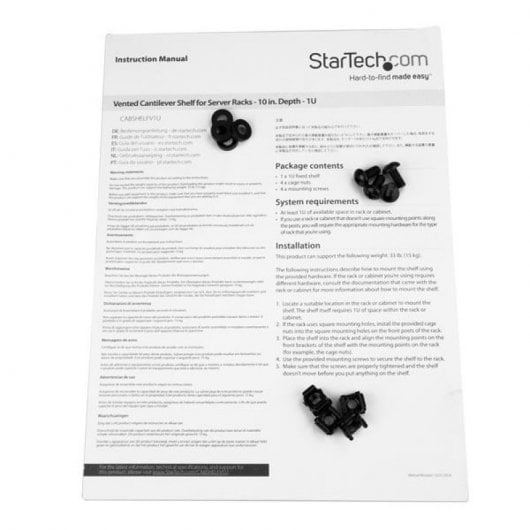 StarTech.com CABSHELFV1U Rack Zubehör