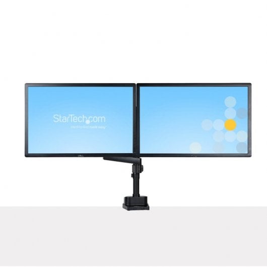 StarTech.com Supporto Doppio Monitor per Scrivania - Braccio per 2 Monitor VESA fino a 32" /8kg - Staffe Verticali Impilabili - Altezza Regolabile/Snodato - Montaggio Morsetto a C o Vite Passante