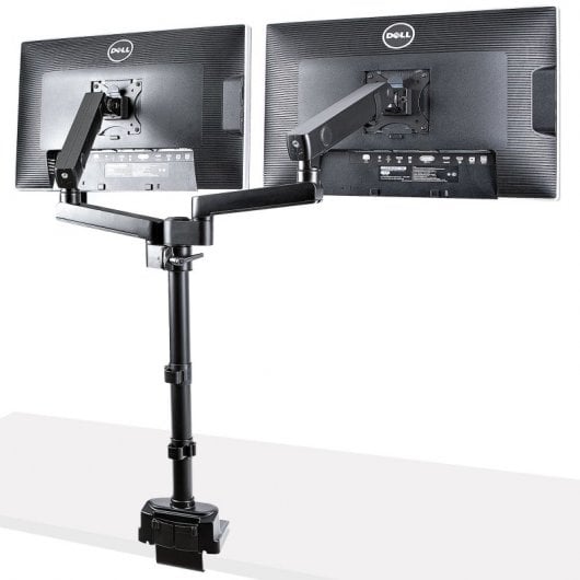 StarTech.com Supporto Doppio Monitor per Scrivania - Braccio per 2 Monitor VESA fino a 32" /8kg - Staffe Verticali Impilabili - Altezza Regolabile/Snodato - Montaggio Morsetto a C o Vite Passante