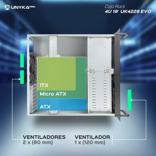 UNYKAch UK4229 EVO Caixa Rack ATX 19" 4U USB 3.0 Preta Sem PSU