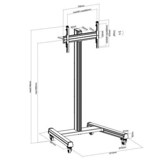 Supporto Mobile da Terra Kimex per TV 32"-75" Altezza 175cm VESA 600x400 Max 50Kg