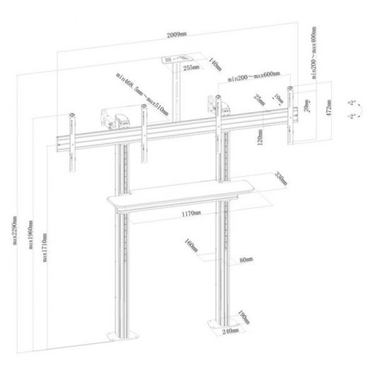 Kimex Soporte de Videoconferencia para 2 Pantallas de TV 45"-55" para Atornillar VESA 600x400 Máx. 50Kg