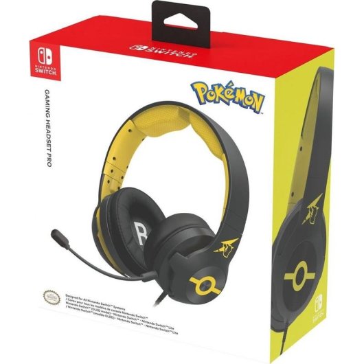 Auriculares Gaming Hori Pro Pikachu Cool com fio para Nintendo Switch preto amarelo