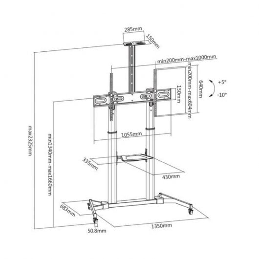 Kimex Soporte de Suelo para TV 60"-100" VESA 1000x600 Máx. 100Kg