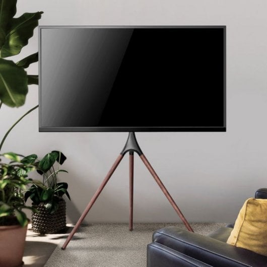 Kimex Soporte TV con Caballete para Pantallas 45''- 65'' VESA 600x400 Máx. 32Kg Negro/Nogal