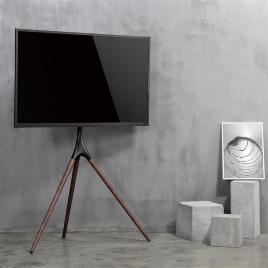 Kimex Soporte TV con Caballete para Pantallas 45''- 65'' VESA 600x400 Máx. 32Kg Negro/Nogal
