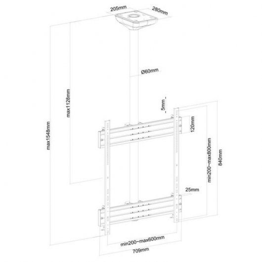 Kimex Soporte de Techo para TV 65"-75" Modo Vertical Altura 150cm VESA 800x600 Máx. 50Kg