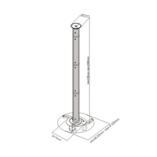 Kimex Soporte de Techo para Proyector Altura 13-100cm Máx. 10Kg Gris