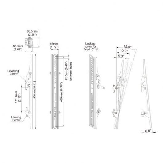 Kimex Supporto Inclinabile da Pavimento a Soffitto per 4 TV 32"-75" VESA 600x400 Max. 30Kg Altezza 240cm