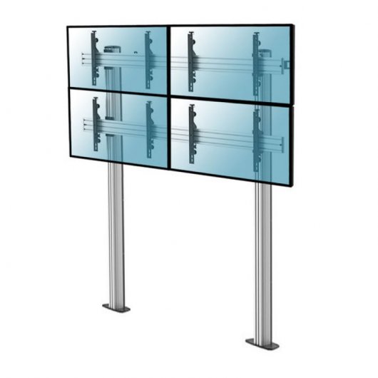 Kimex Soporte de Suelo Atornillable para 4 Pantallas de TV 45"-55" Altura 240cm VESA 600x400 Máx. 50Kg