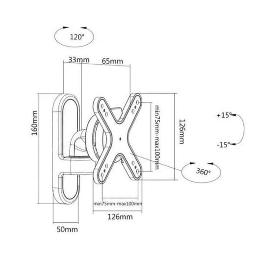 Supporto a parete per TV orientabile/inclinabile Kimex 13"- 23" VESA 100x100 max. 15Kg