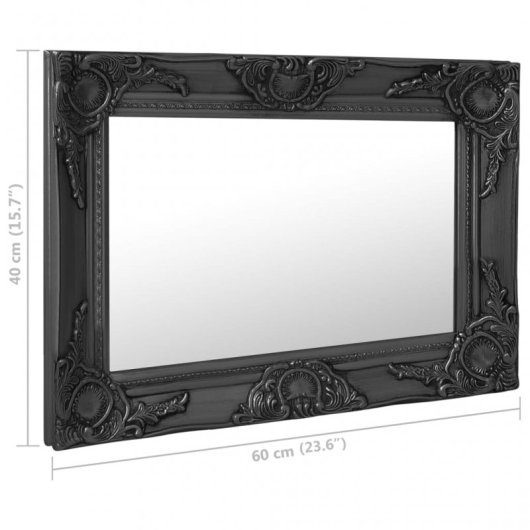 Vidaxl Espejo De Pared Estilo Barroco Negro 60x40 Cm