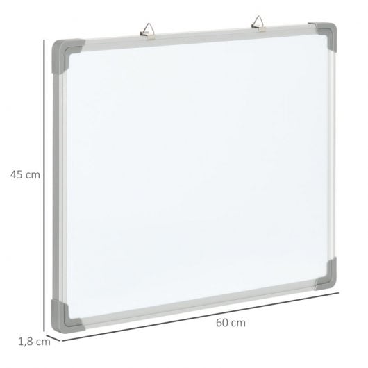 Homcom Pizarra Magnética Con Marco De Aleación Aluminio 60x45 Cm Borrado En Seco