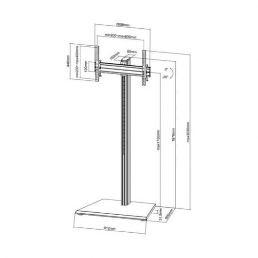 Supporto Da Pavimento Inclinabile Kimex per Schermi 32''-75'' Altezza 175cm VESA 600x400 Max 50Kg