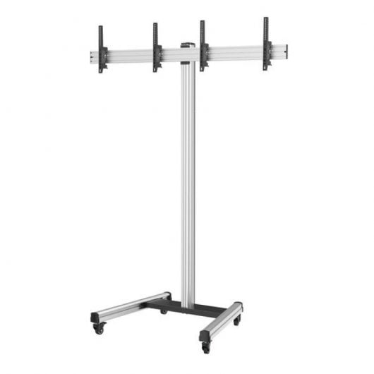 Kimex Soporte de Suelo con Ruedas Inclinable para 2 TV 50"-55" Altura 240cm VESA 600x400 Máx. 50Kg