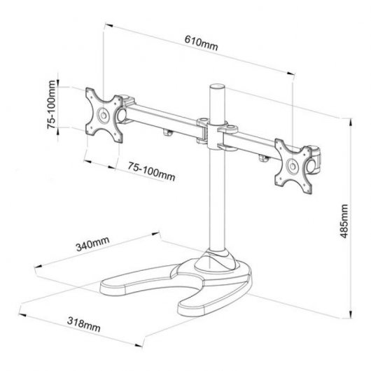 Support de table Kimex pour 2 pièces 13"-24" VESA 100x100 Max. 10Kg