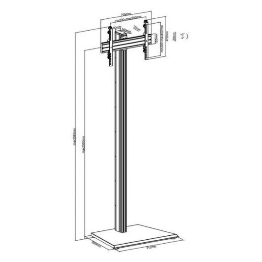 Kimex Soporte de Suelo para Pantallas 32''-75'' Altura 240cm VESA 600x400 Máx. 50Kg