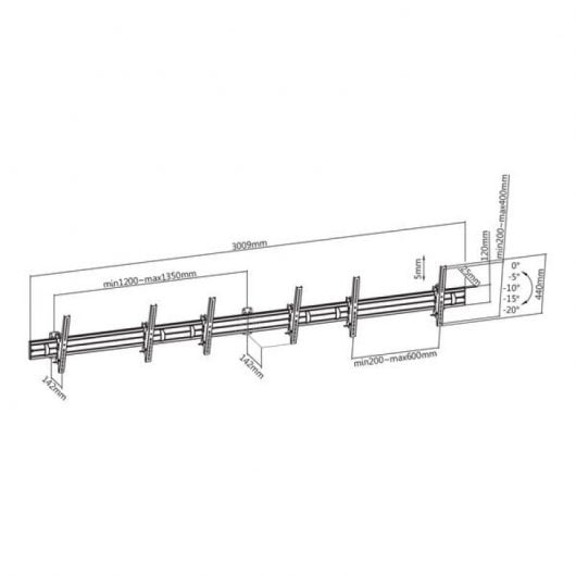 Kimex Soporte de Pared con Menú Board 3 Pantallas 45"-50" VESA 600x400 Máx. 50Kg