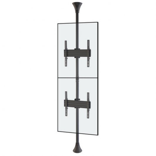 Kimex Soporte de Suelo/Techo Inclinable para 2 Pantallas de TV 32''-75'' Altura 240cm VESA 400x400 Máx 30Kg