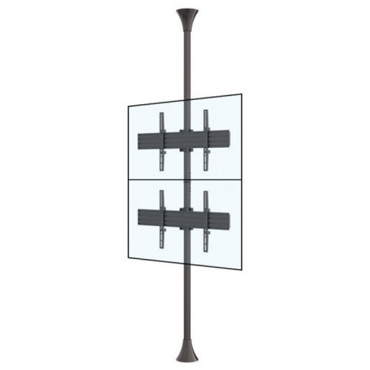 Kimex Soporte de Suelo/Techo Inclinable para 2 Pantallas de TV 32''-75'' Altura 240cm VESA 400x400 Máx 30Kg