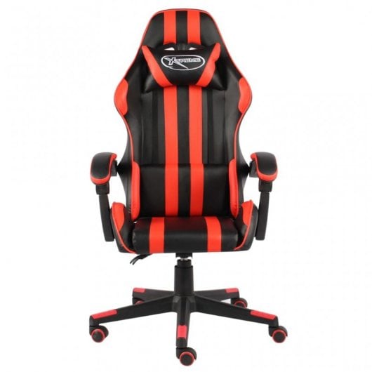 VidaXL Silla Gaming Couro Sintético Preto/Vermelho