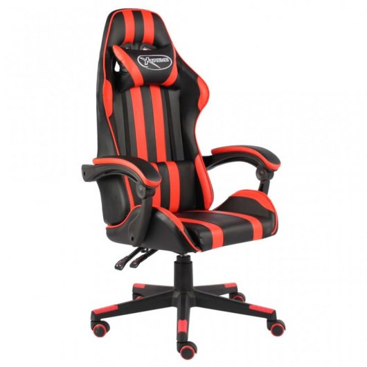 VidaXL Silla Gaming Couro Sintético Preto/Vermelho