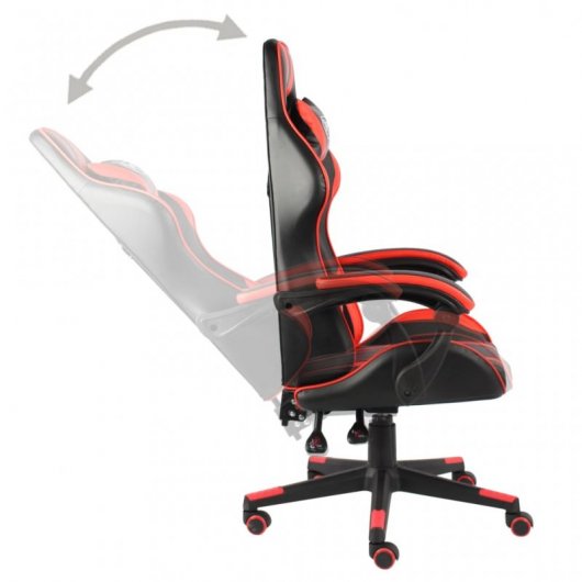 VidaXL Silla Gaming Couro Sintético Preto/Vermelho