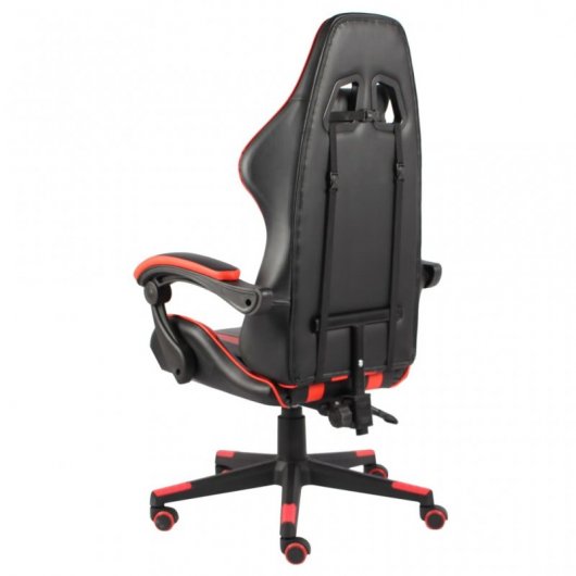 VidaXL Silla Gaming Couro Sintético Preto/Vermelho