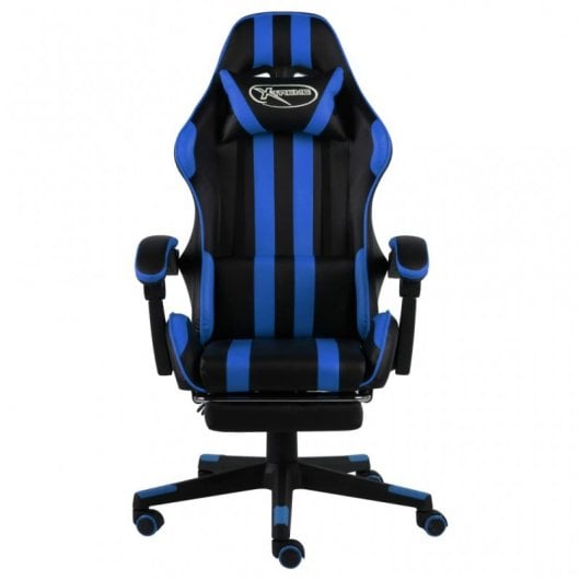 VidaXL Silla Gaming com Repouso para pés Couro Sintético Preto/Azul