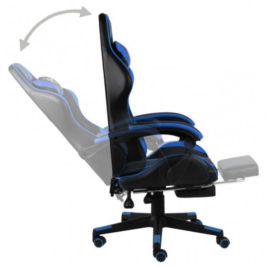VidaXL Silla Gaming com Repouso para pés Couro Sintético Preto/Azul