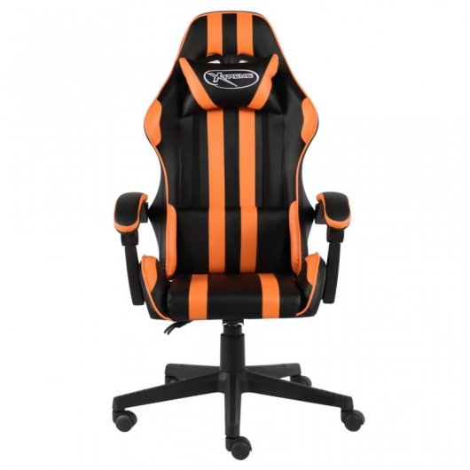 Vidaxl Silla Gaming Couro Sintético Preto/Laranja