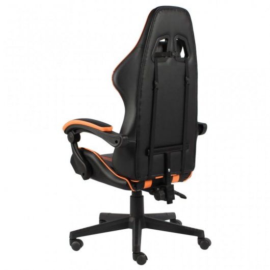 Vidaxl Silla Gaming Couro Sintético Preto/Laranja