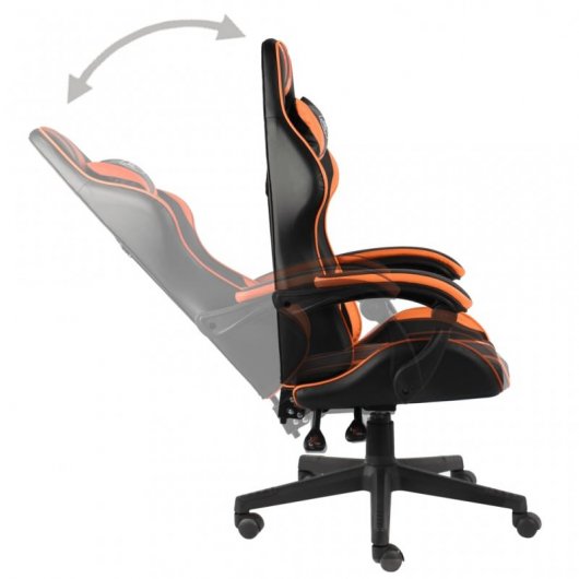 Vidaxl Silla Gaming Couro Sintético Preto/Laranja