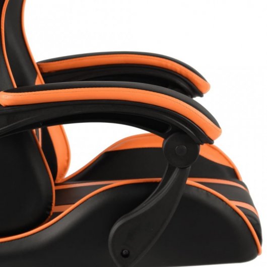 Vidaxl Silla Gaming Couro Sintético Preto/Laranja