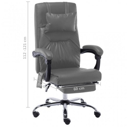 VidaXL Sedia da Ufficio Massaggiante Grigio Antracite/Pelle Sintetica Antracite