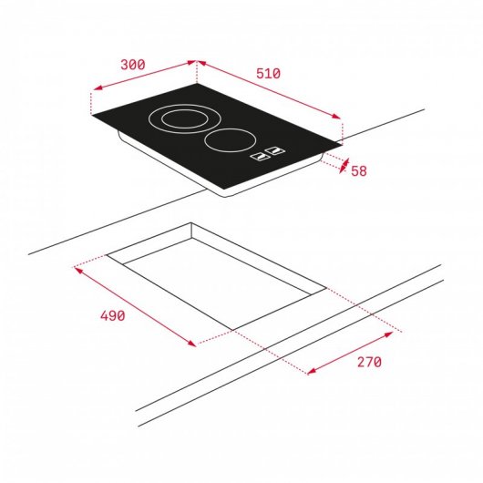 Teka TBC 32010 TTC Plaque Vitrocéramique Modulaire 2 Zones 30cm Noir