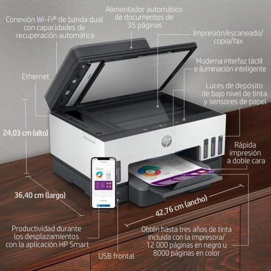 Multifunzione HP Smart Tank 7605 Inkjet Colore WiFi Fax Duplex Automatico