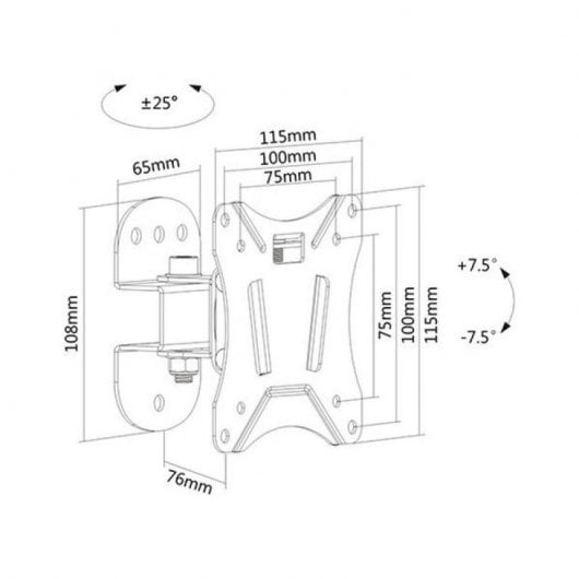 Kimex Soporte de Pared Giratorio/Inclinable para TV 13"-27" 100x100 Máx 25Kg