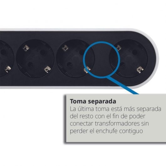 Simon Regleta 6 Tomas 1.4m con Interruptor Blanca