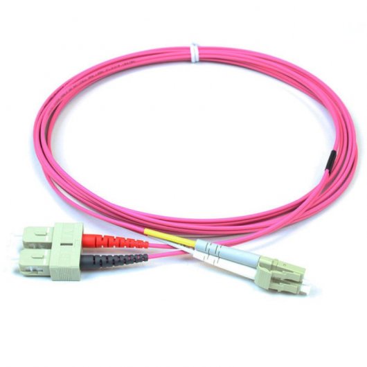 Kimex Cable de Fibra Óptica Dúplex 2mm OM4 SC/LC Magenta 1m