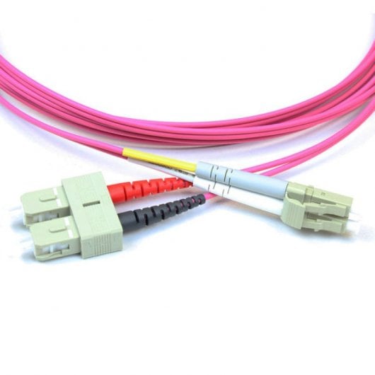 Kimex Cable de Fibra Óptica Dúplex 2mm OM4 SC/LC Magenta 1m
