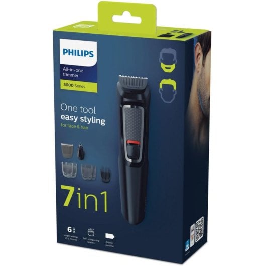 Tondeuse Philips MG3720/15 Multigroom 7-en-1 Lames Inox Autonomie 60min
