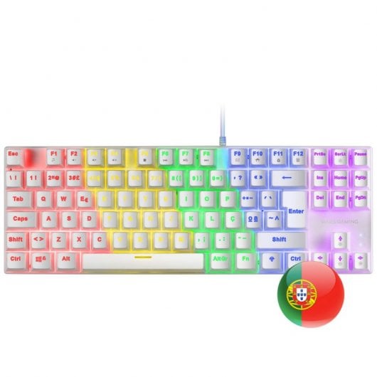 Mars Gaming MK80 Teclado Mecânico Branco FRGB Switch Castanho Layout PT