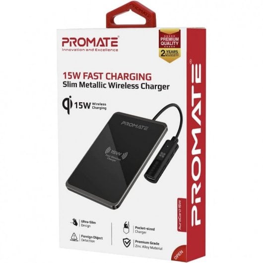 Chargeur de charge rapide USB-C ultra fin Qi 15 W Promate AuraCard