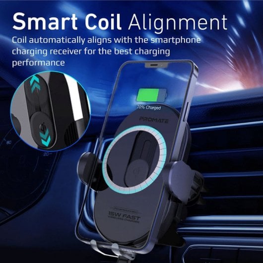 Promate PowerMount-15W Soporte Cargador de Coche Qi Inalámbrico