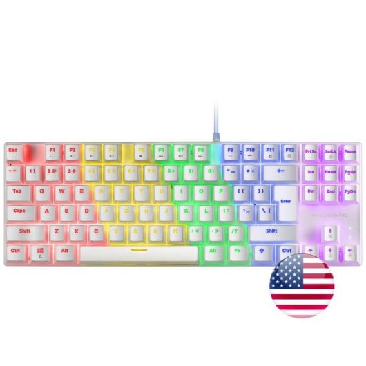 Mars Gaming MK80 Teclado Mecânico Branco FRGB Switch Azul Layout USA